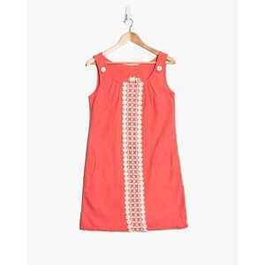 Anthropologie Nick & Mo Women's Small Crochet Accent Shift Dress Coral pink